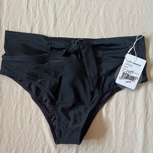 Lost + Wander Black Tie-Front High Waisted Bikini Bottom Sz M NWT